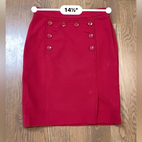 Worth Elegant Red Button-Front Skirt size 0 career wear professional B31 - Picture 4 of 6